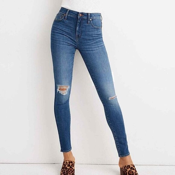 Madewell Size 25 Curvy High Rise Skinny Jeans Crop Distressed - Picture 1 of 7